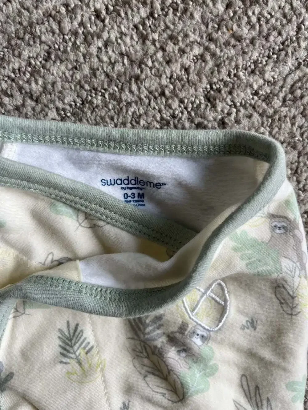 SwaddleMe by Ingenuity Original Swaddle Wrap - sloth pattern 0-3 Months